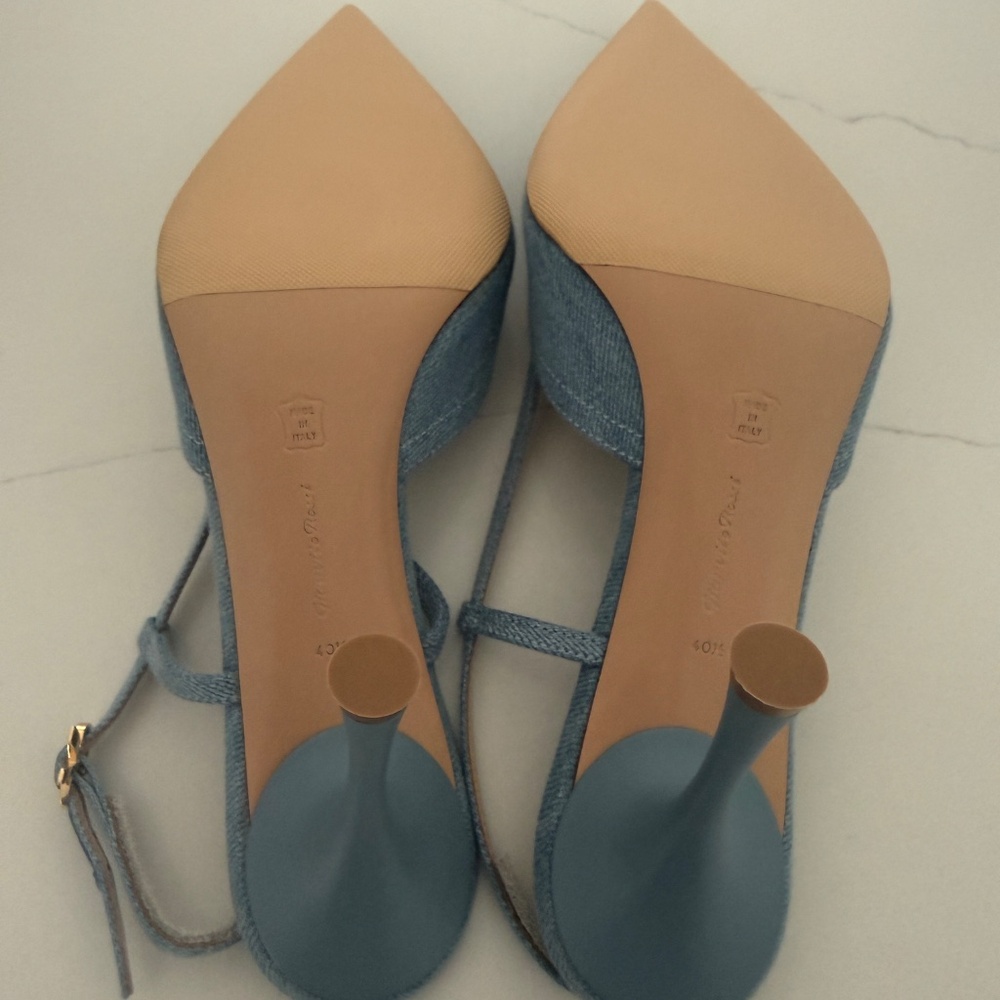 Gianvito Rossi Ascent 55 Blue Denim Slingback Pumps 40.5 Causal Work Going Out - Picture 7 of 8